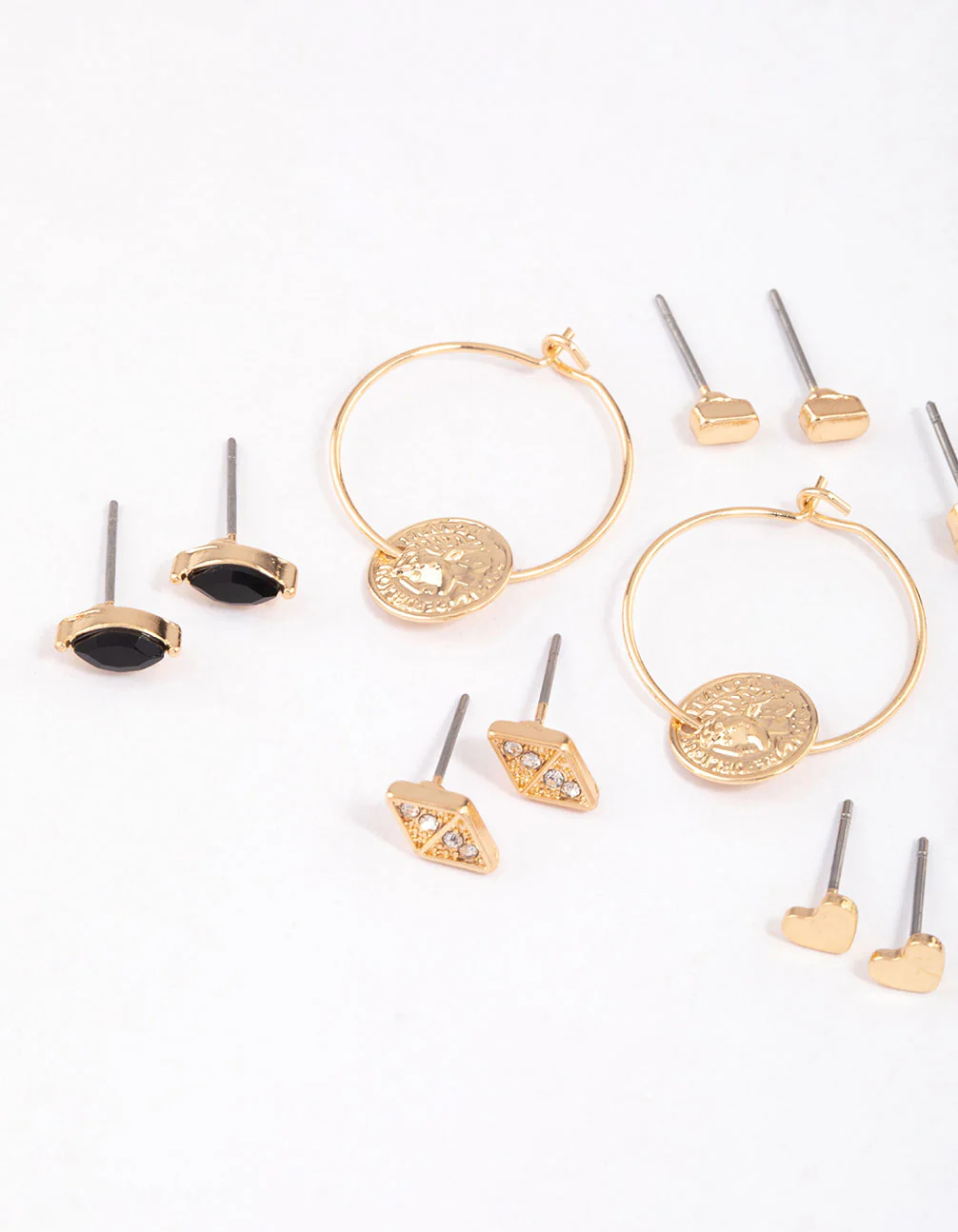 Gold Beaded & Coin Earrings 8-Pack - Image 2