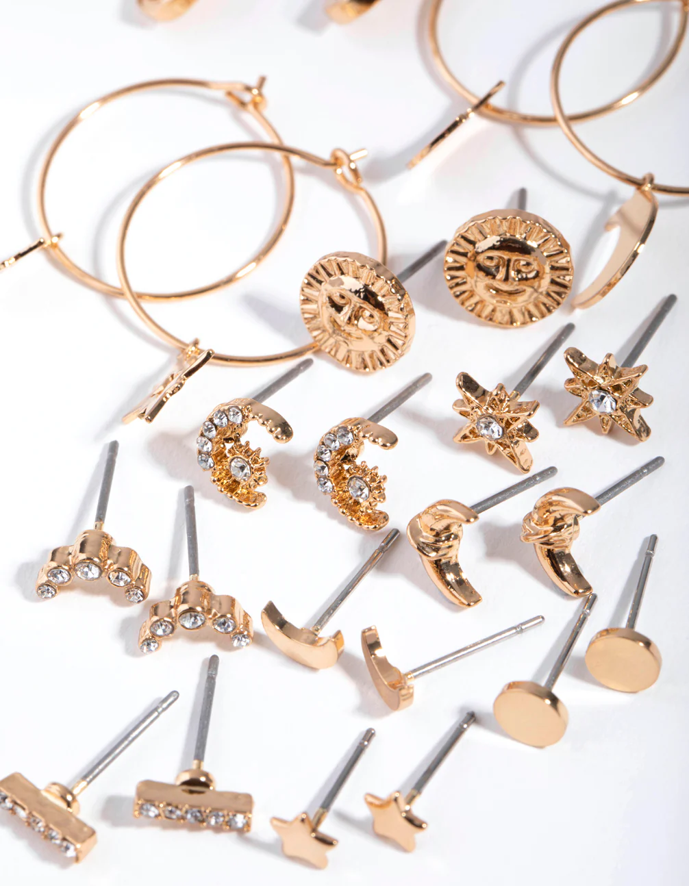 Gold Celestial Stud & Hoop Earrings - Image 2