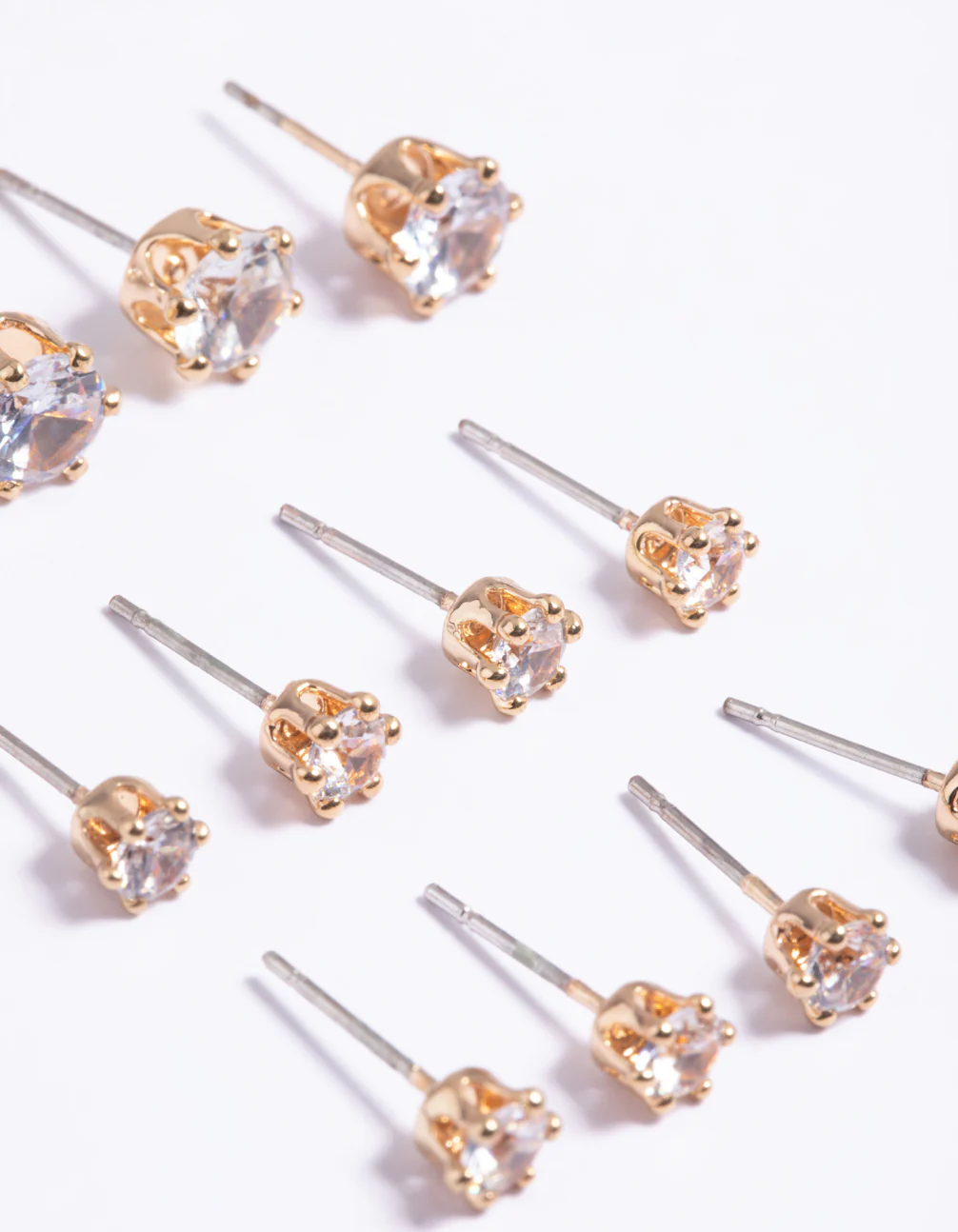 Gold Classic Diamante Studs 8-Pack - Image 3