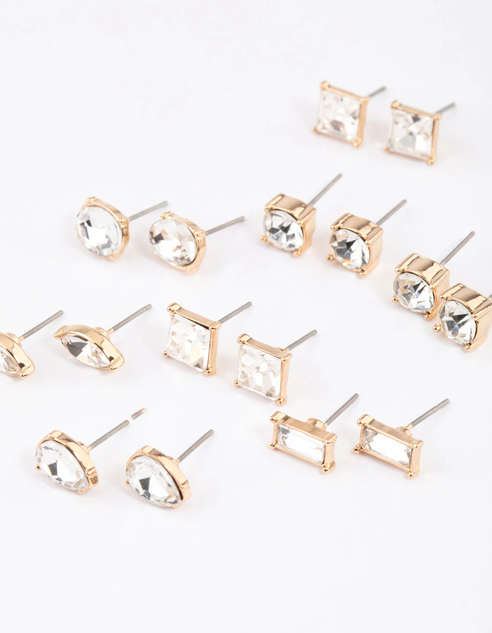 Gold Classic Mixed Stone Earrings 8-Pack
