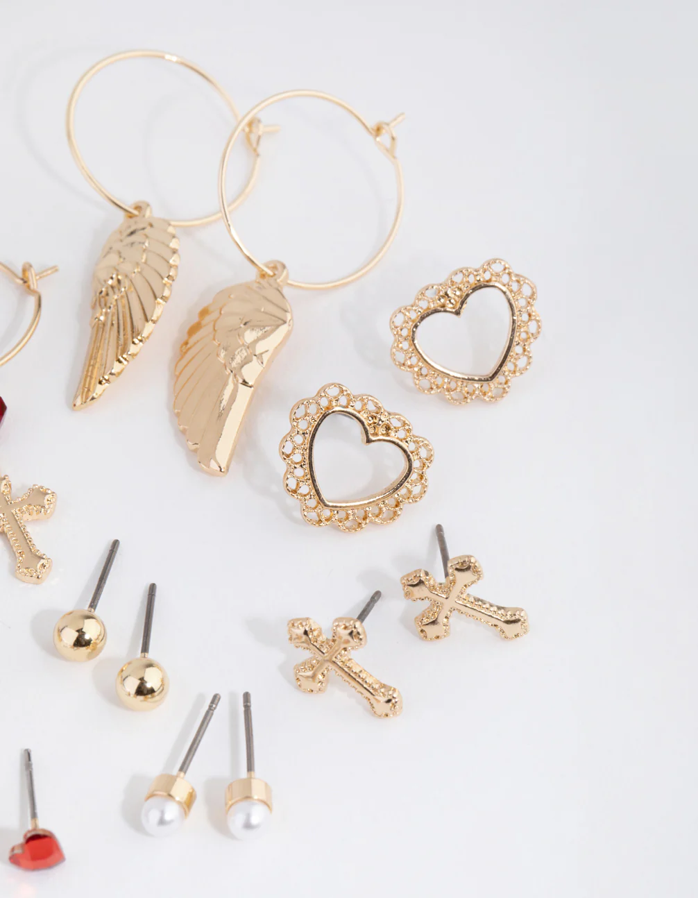 Gold Cross & Wings Earring 8-Pack - Image 2
