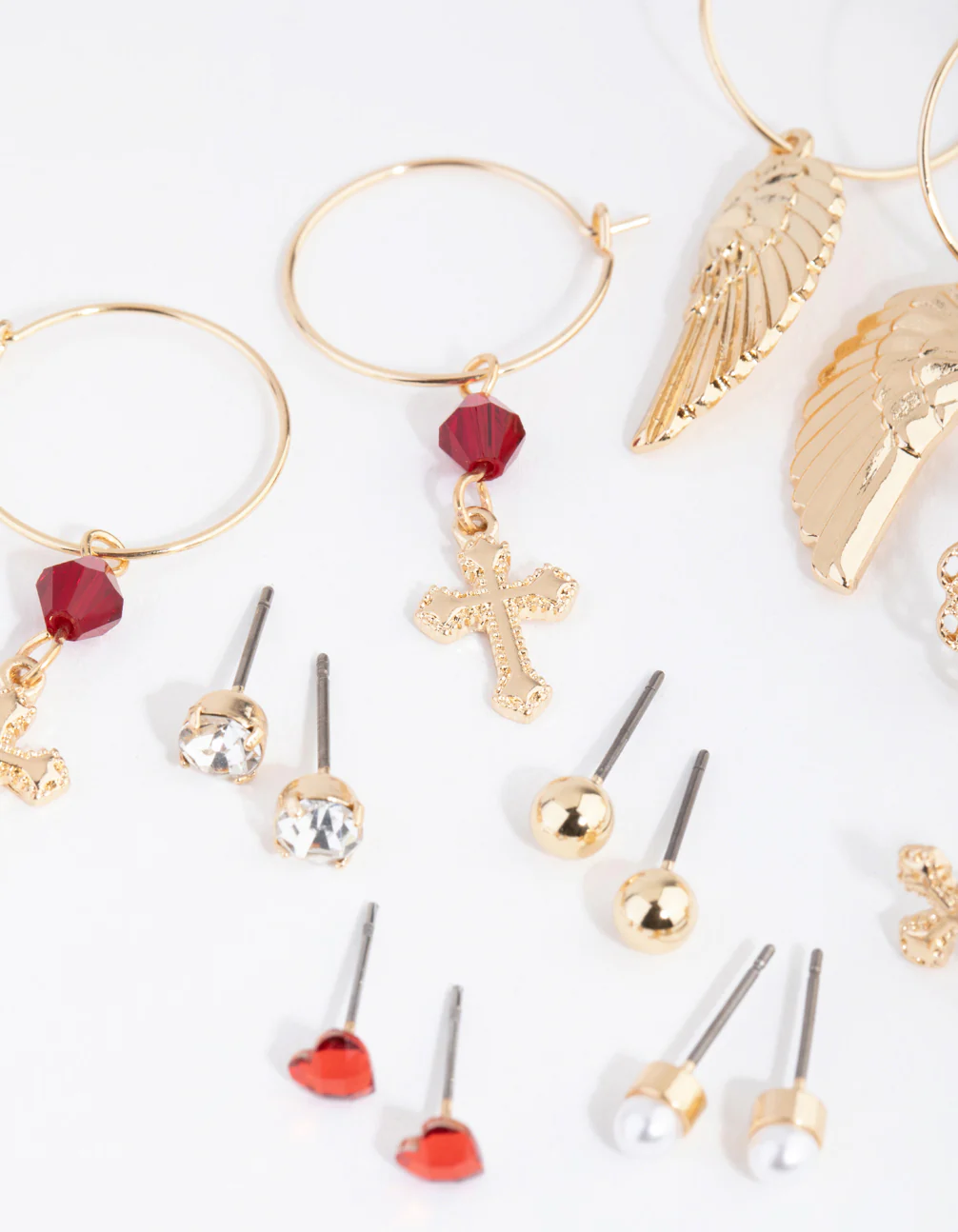 Gold Cross & Wings Earring 8-Pack - Image 3