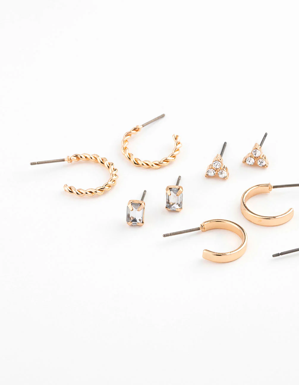 Gold Diamante Baguette Earring 8-Pack - Image 2