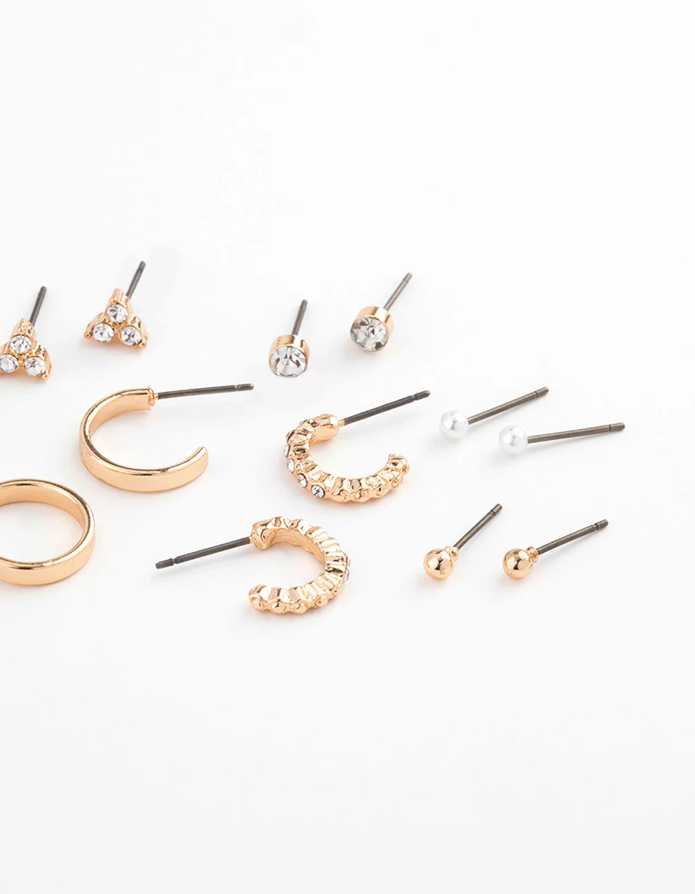 Gold Diamante Baguette Earring 8-Pack - Image 3