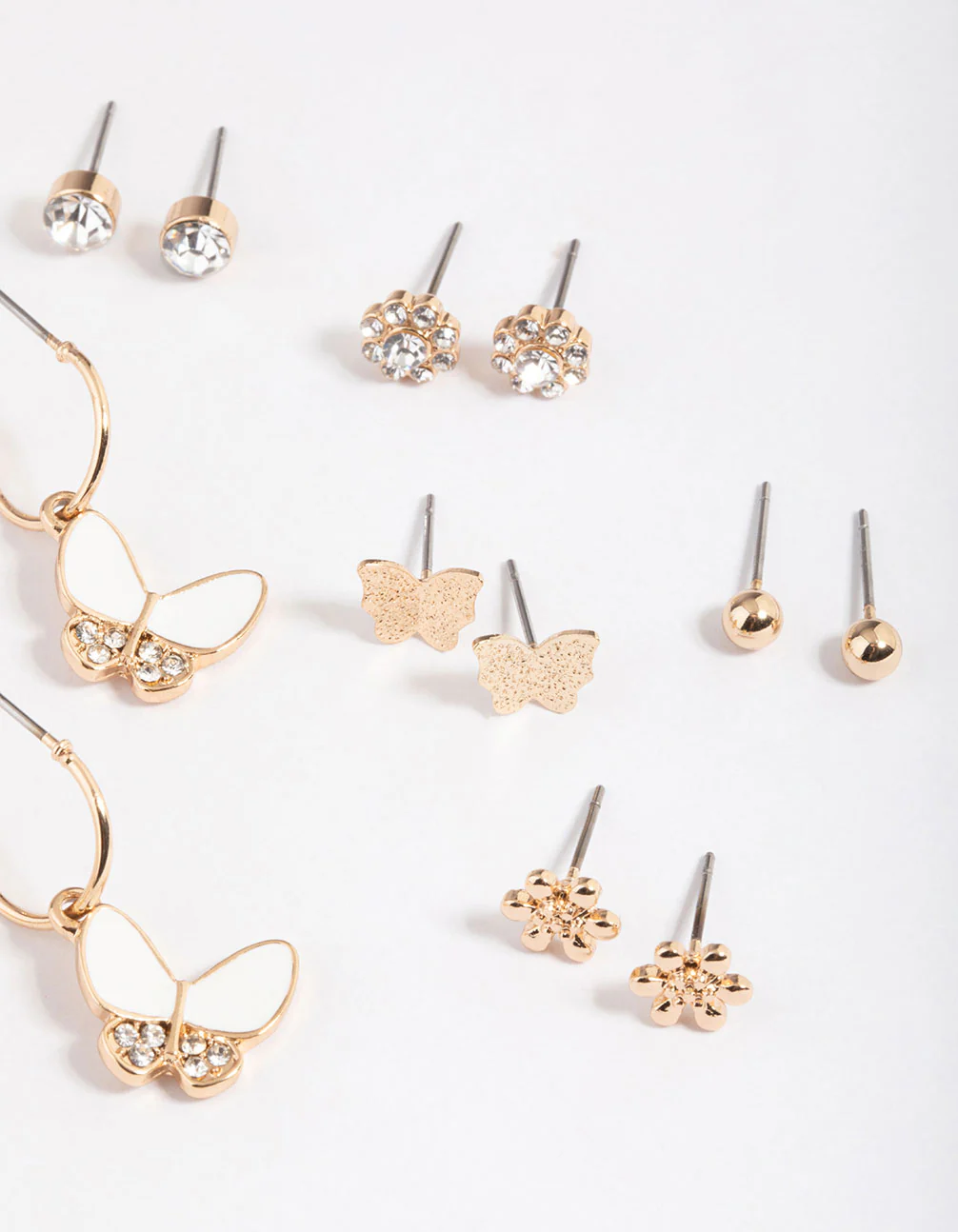 Gold Diamante Butterfly Garden Earrings 8-Pack - Image 2