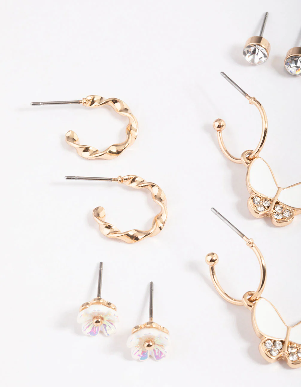 Gold Diamante Butterfly Garden Earrings 8-Pack - Image 3