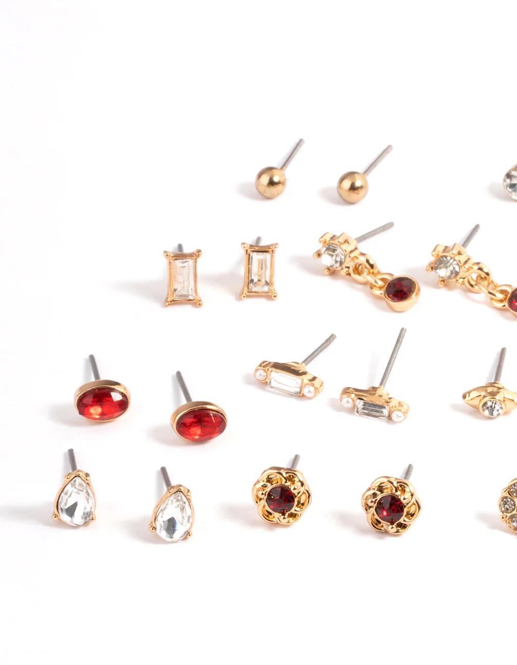 Gold Dainty Diamante Flower Earring 12-Pack - Image 2