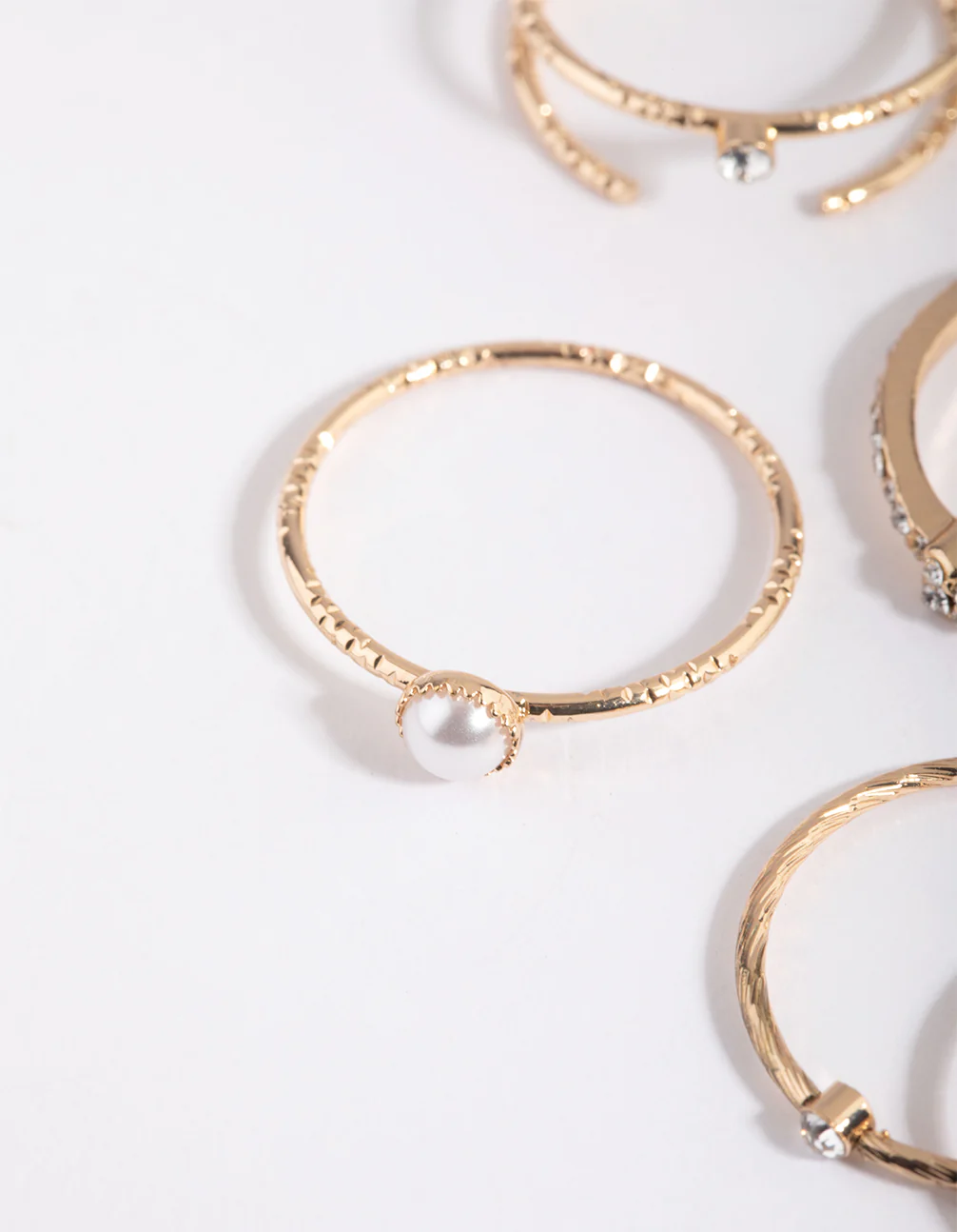Gold Diamante & Pearl Ring Pack - Image 3