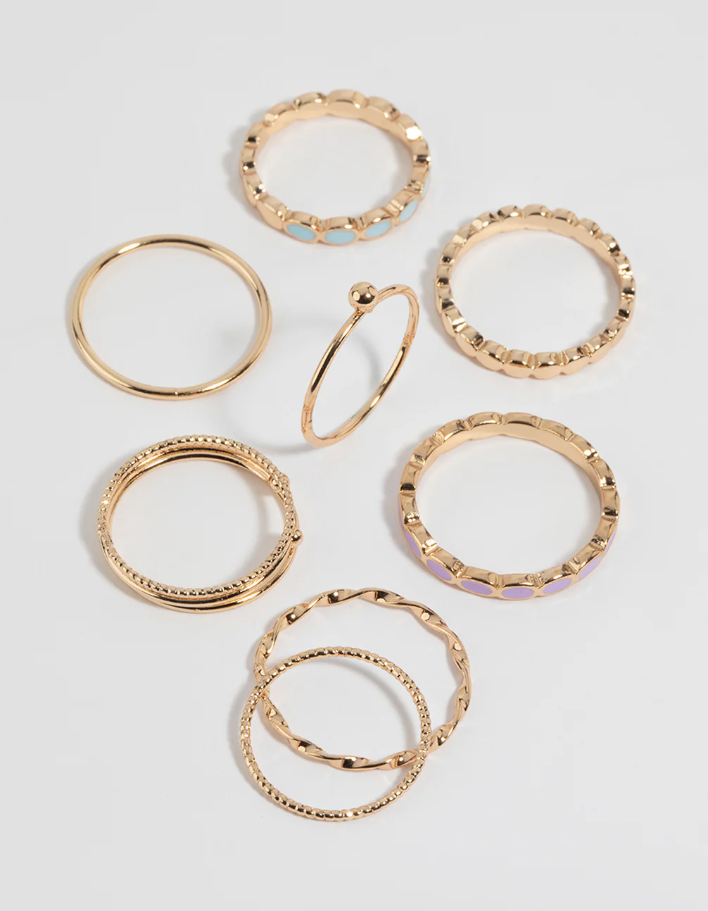 Gold Enamel Circle Ring Pack - Image 2