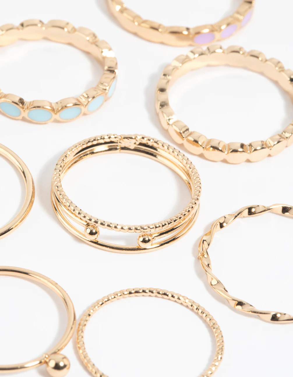 Gold Enamel Circle Ring Pack - Image 3