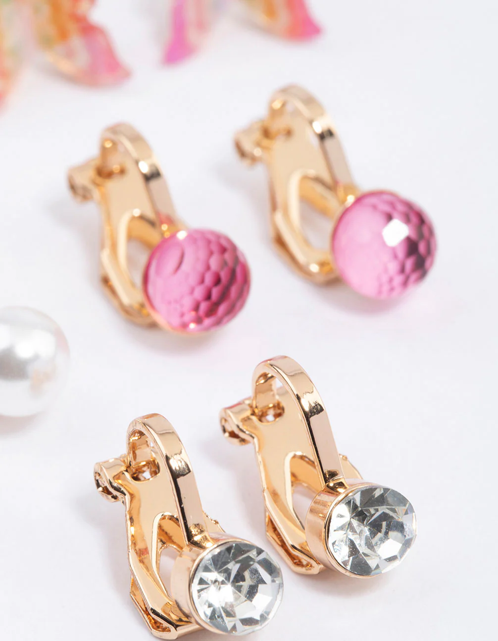Gold Flower & Butterfly Clip On Earrings 5-Pack - Image 3