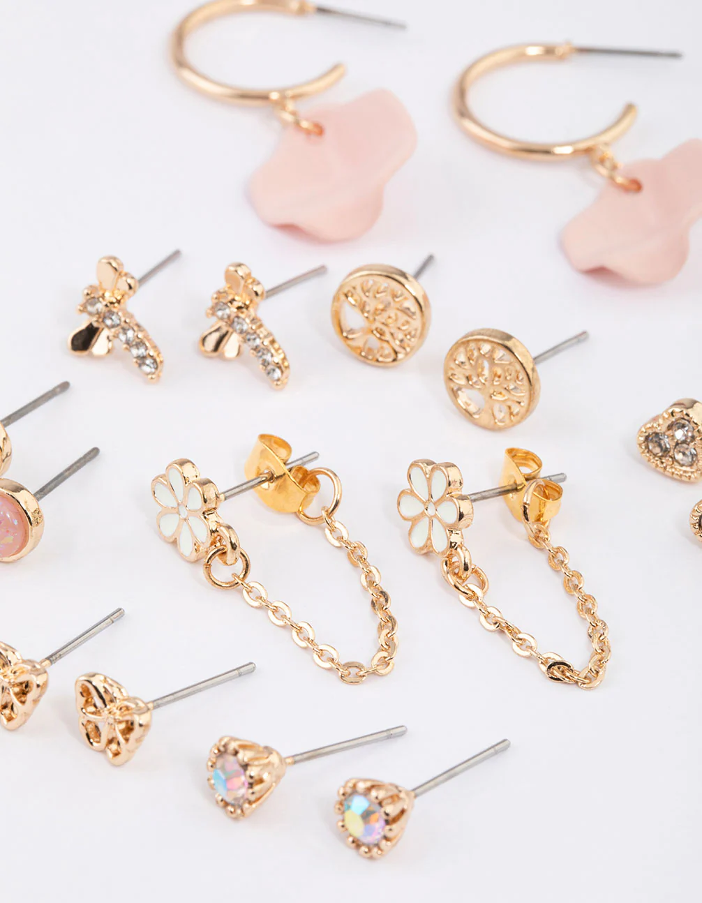 Gold Floral Petal Bug Earrings 8-Pack - Image 2