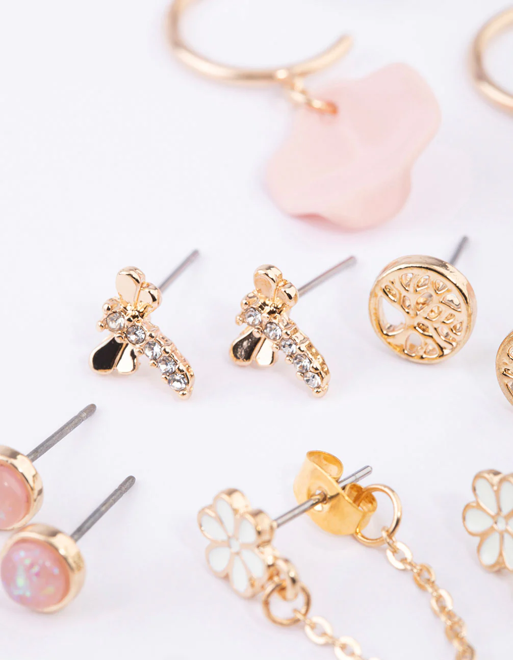 Gold Floral Petal Bug Earrings 8-Pack - Image 3