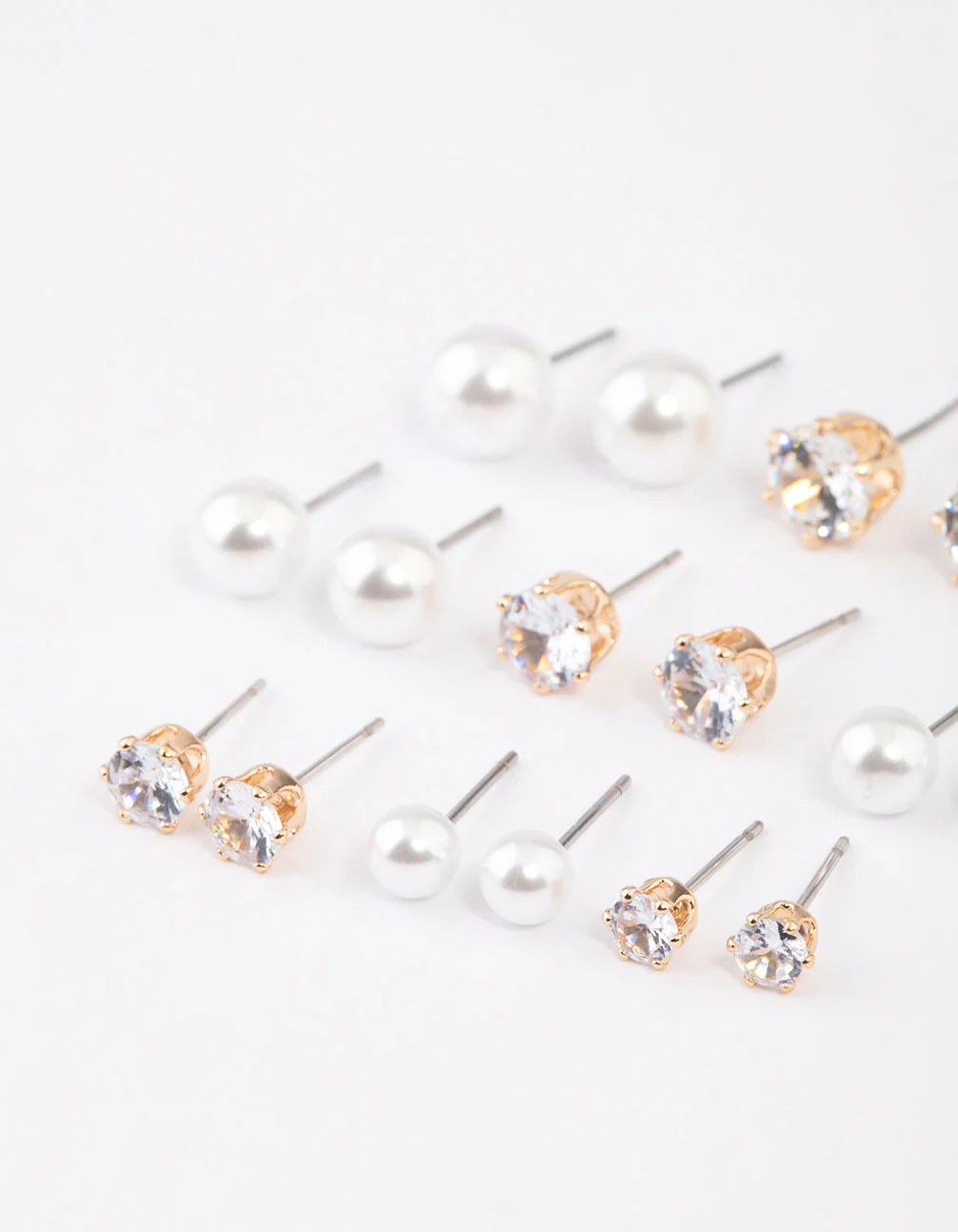Gold Graduating Diamante & Pearl Earrings 8-Pack - Image 2