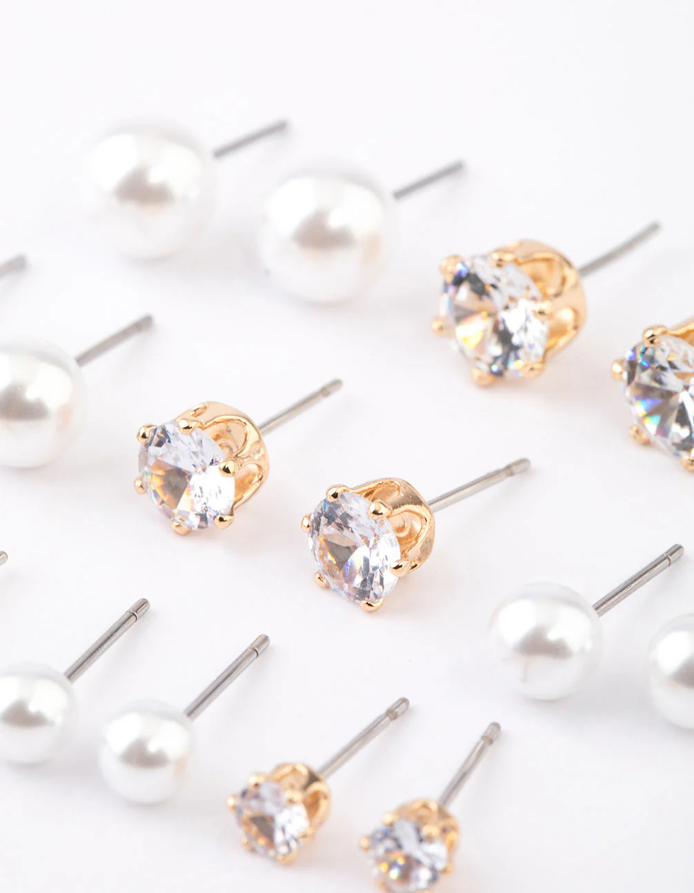 Gold Graduating Diamante & Pearl Earrings 8-Pack - Image 3