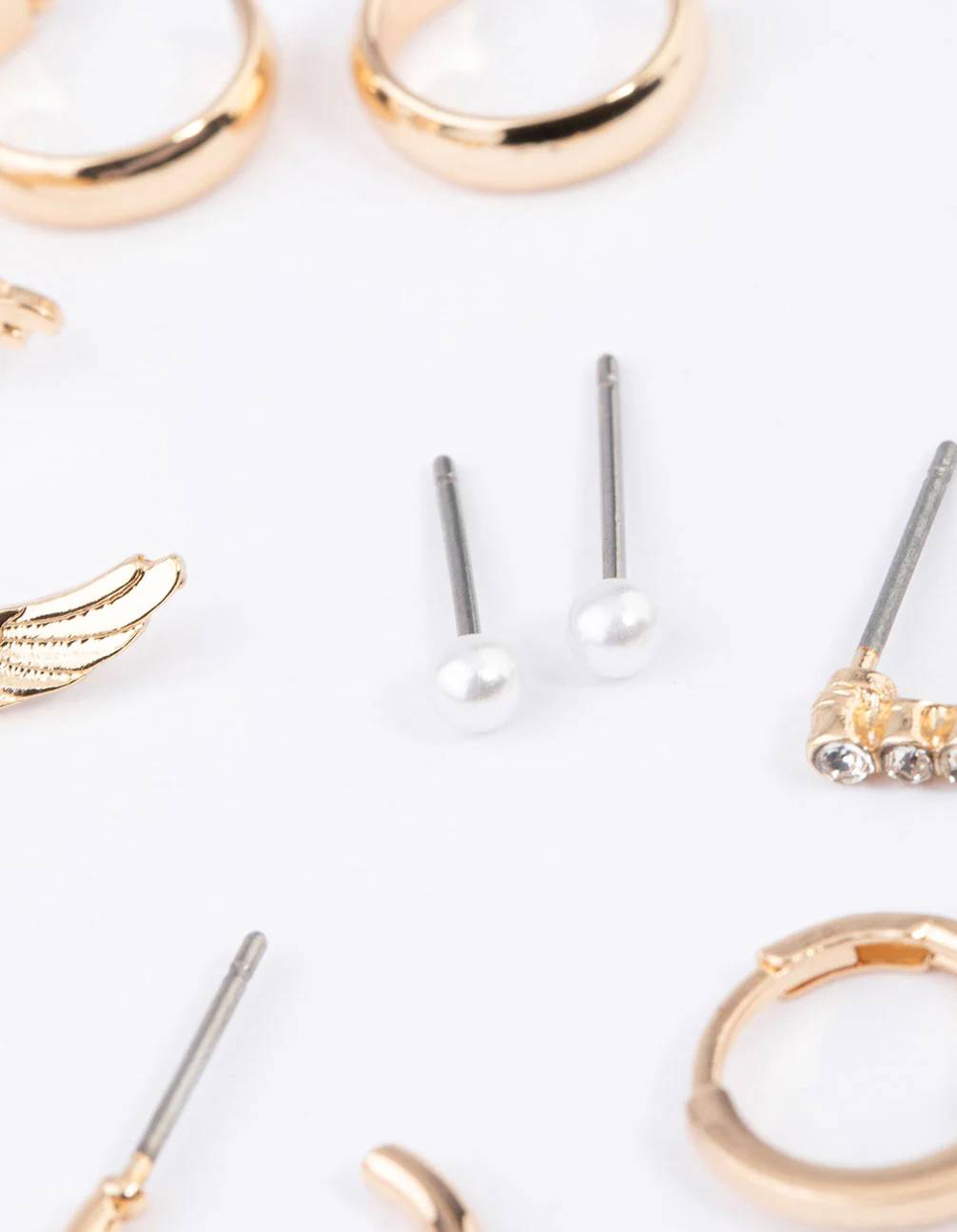Gold Heart Diamante & Pearl Earrings 8-Pack - Image 3
