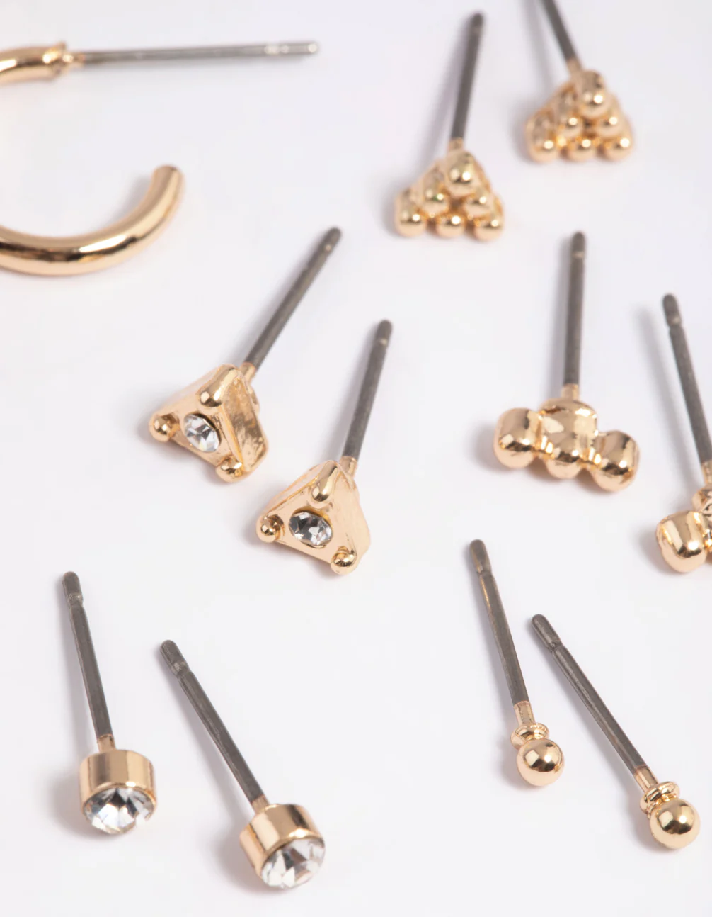 Gold Pearl Stud & Huggie Hoop Earring 8-Pack - Image 3