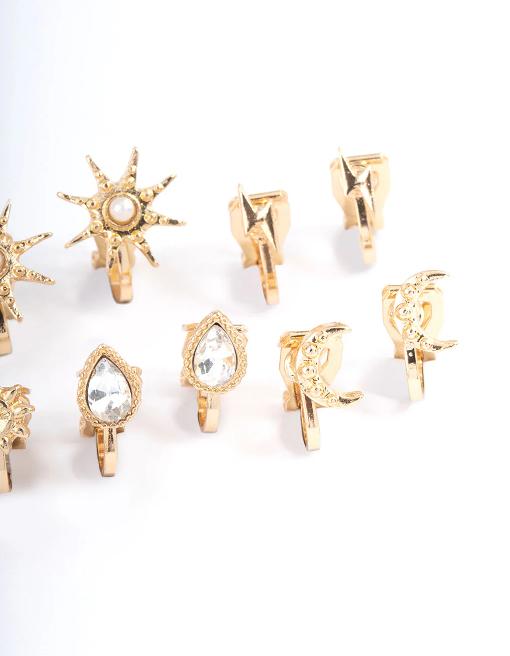 Gold Mix Celestial Clip On Earrings 5-Pack - Image 3