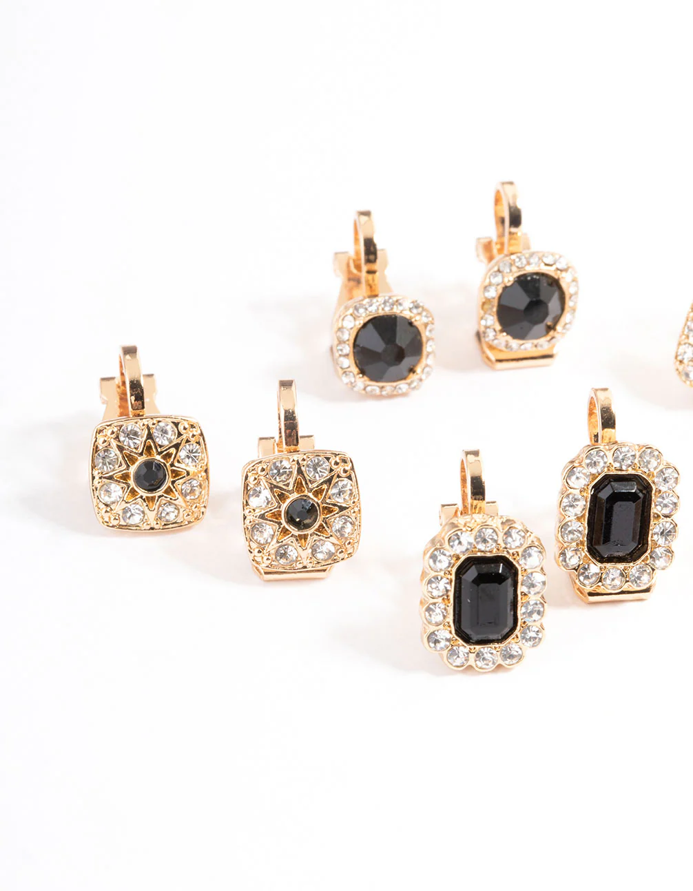 Gold Multi Stone 5-Pack Clip Earrings - Image 2