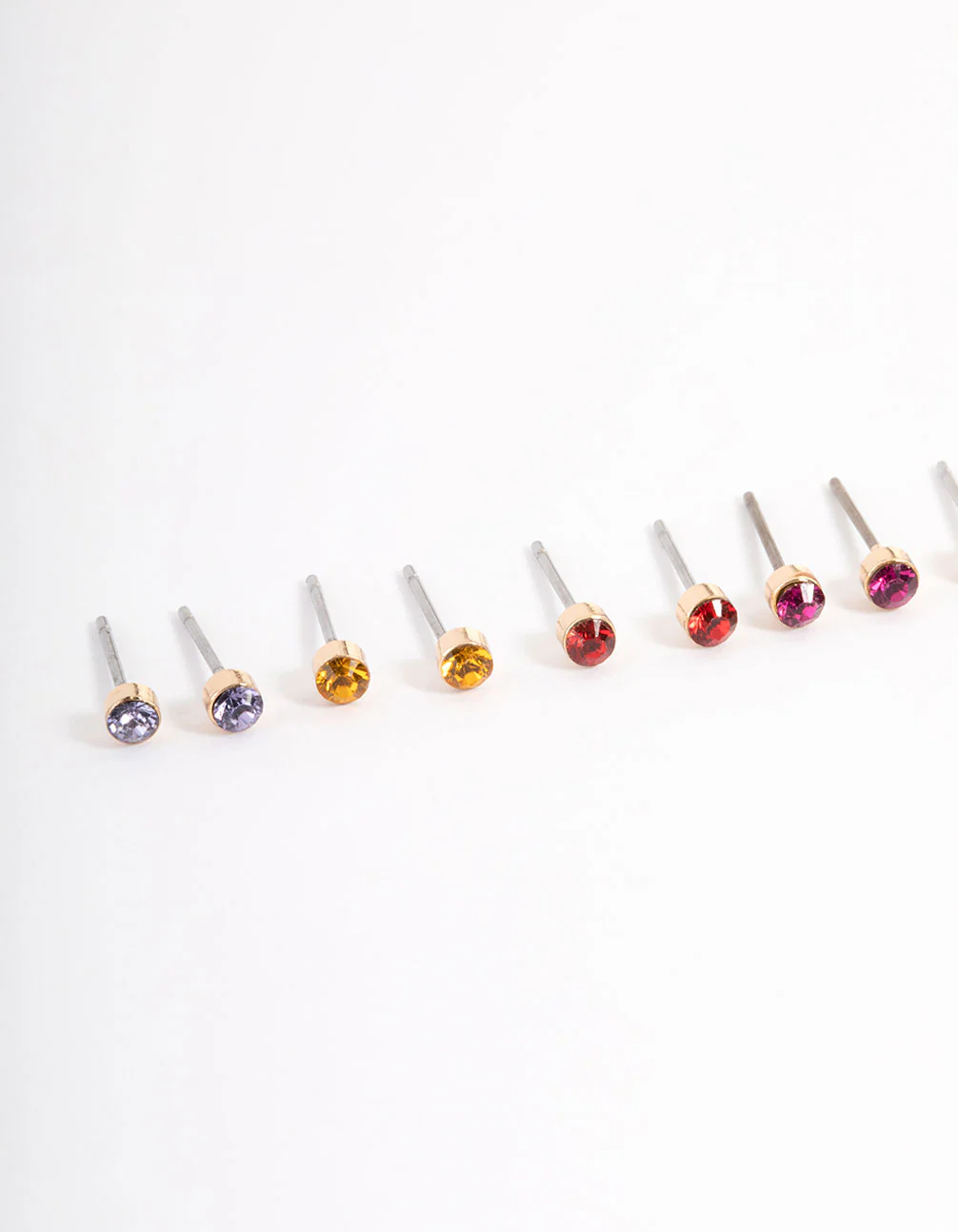 Gold Multi Diamante Mini Earrings 8-Pack - Image 2