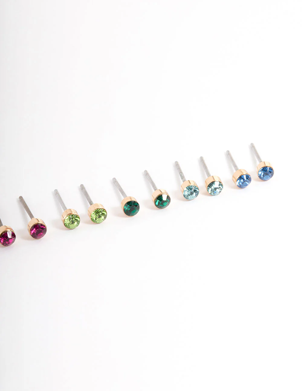 Gold Multi Diamante Mini Earrings 8-Pack - Image 3