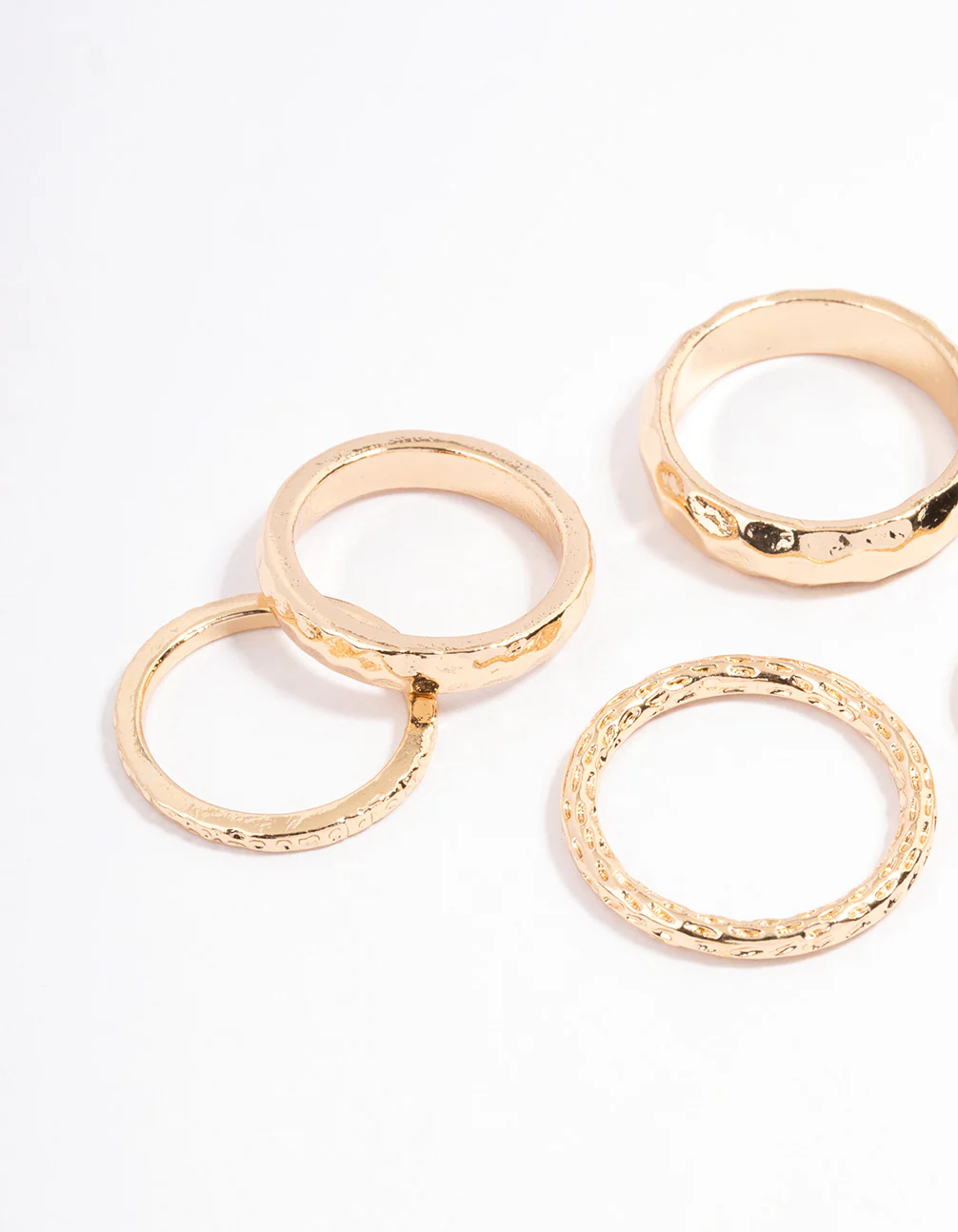 Gold Multi Hammered Ring Pack - Image 2