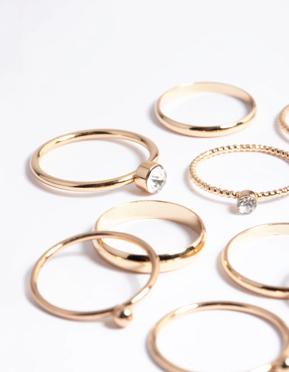 Gold Mixed Stone & Textured Ring Pack - Image 2