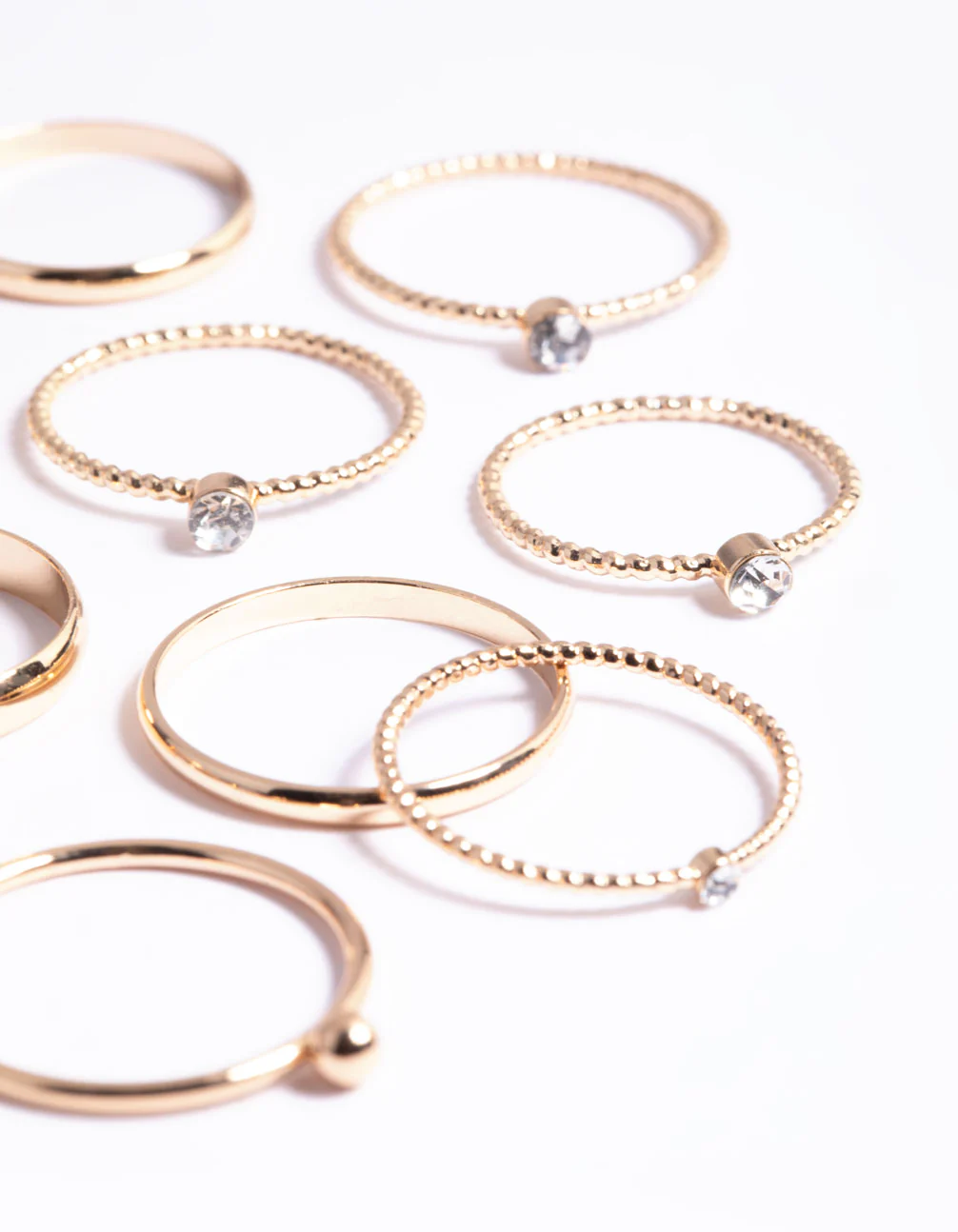 Gold Mixed Stone & Textured Ring Pack - Image 3