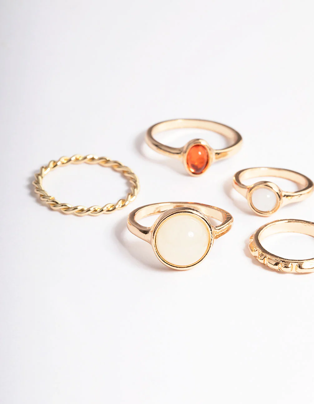 Gold Natural Stone Mixed Ring Pack - Image 2