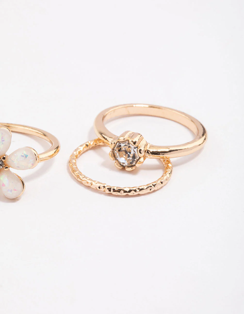 Gold Opal Flower & Diamante Ring Pack - Image 3