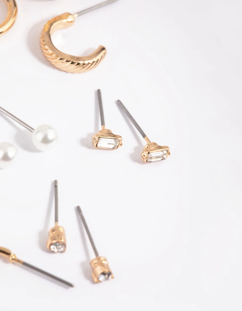 Gold Pearl Stud & Hoop Earring 8-Pack - Image 2