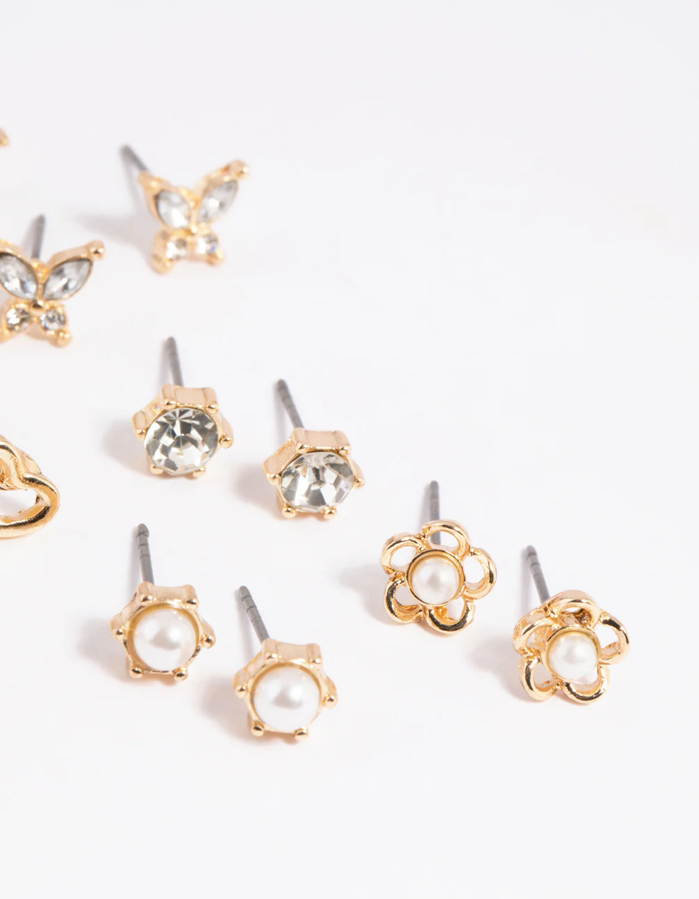 Gold Pearlised Flower Stud Earring 8-Pack - Image 3
