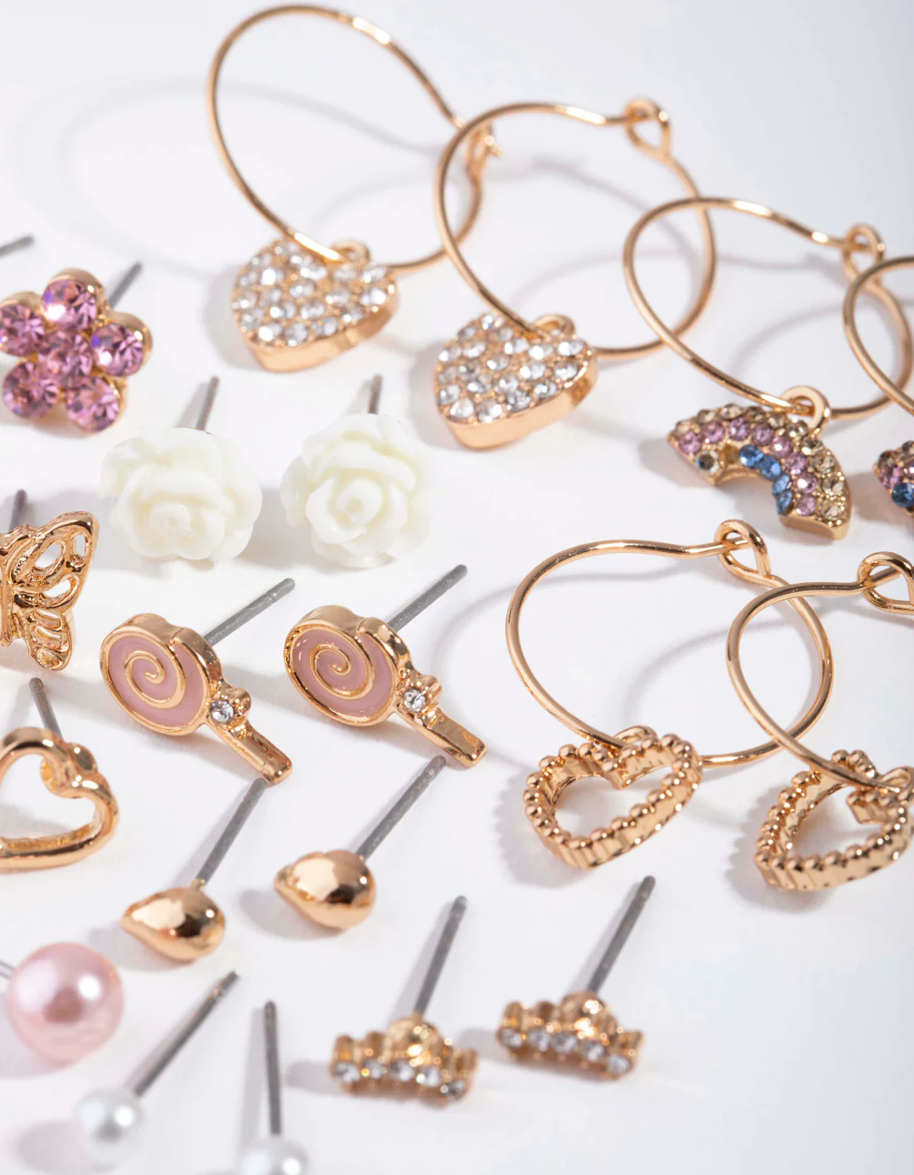 Gold Pretty Stud & Hoop Earring 12-Pack - Image 2