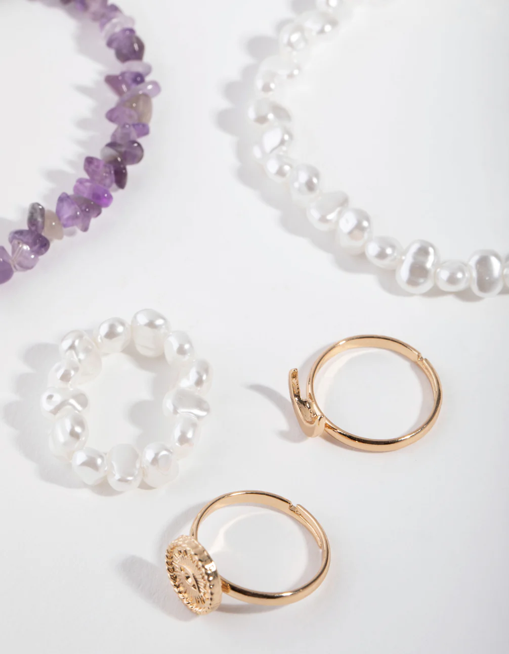 Gold Pearl Ring & Bracelet Pack - Image 2
