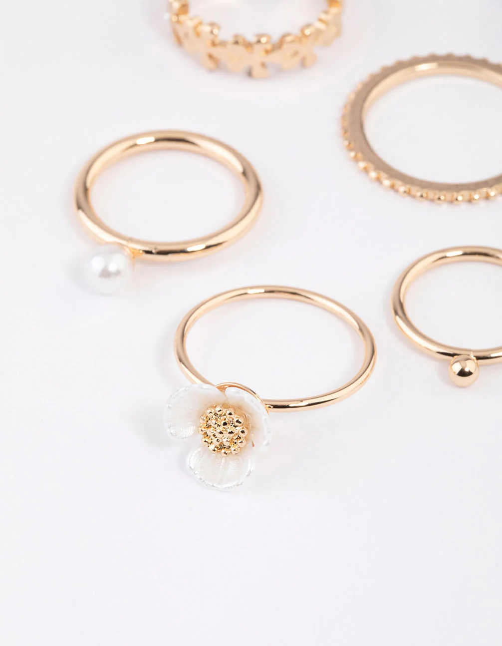 Gold Pearl Flower Ring 6-Pack - Image 2