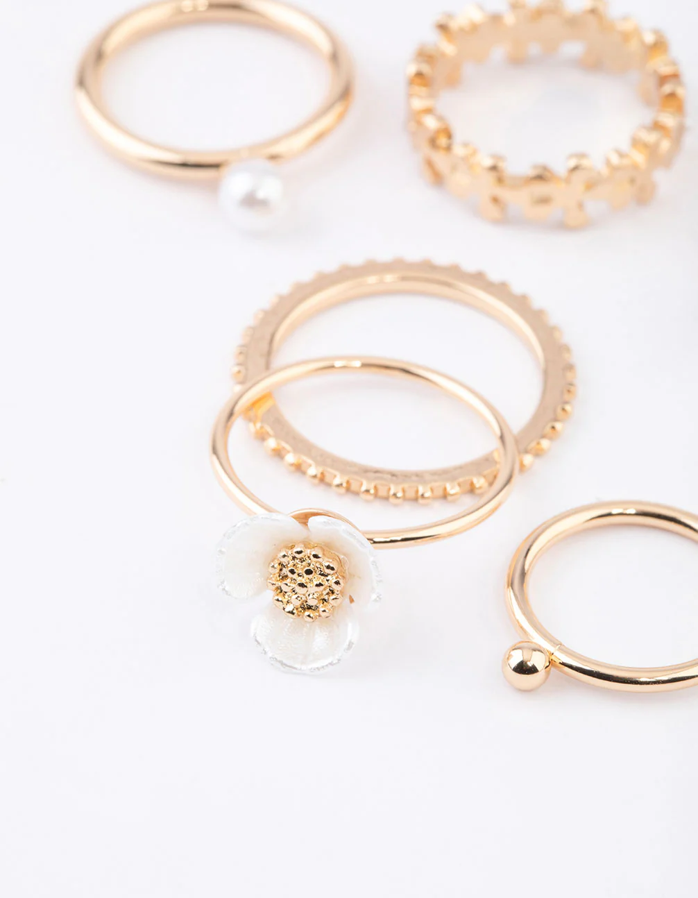Gold Pearl Flower Ring 6-Pack - Image 3