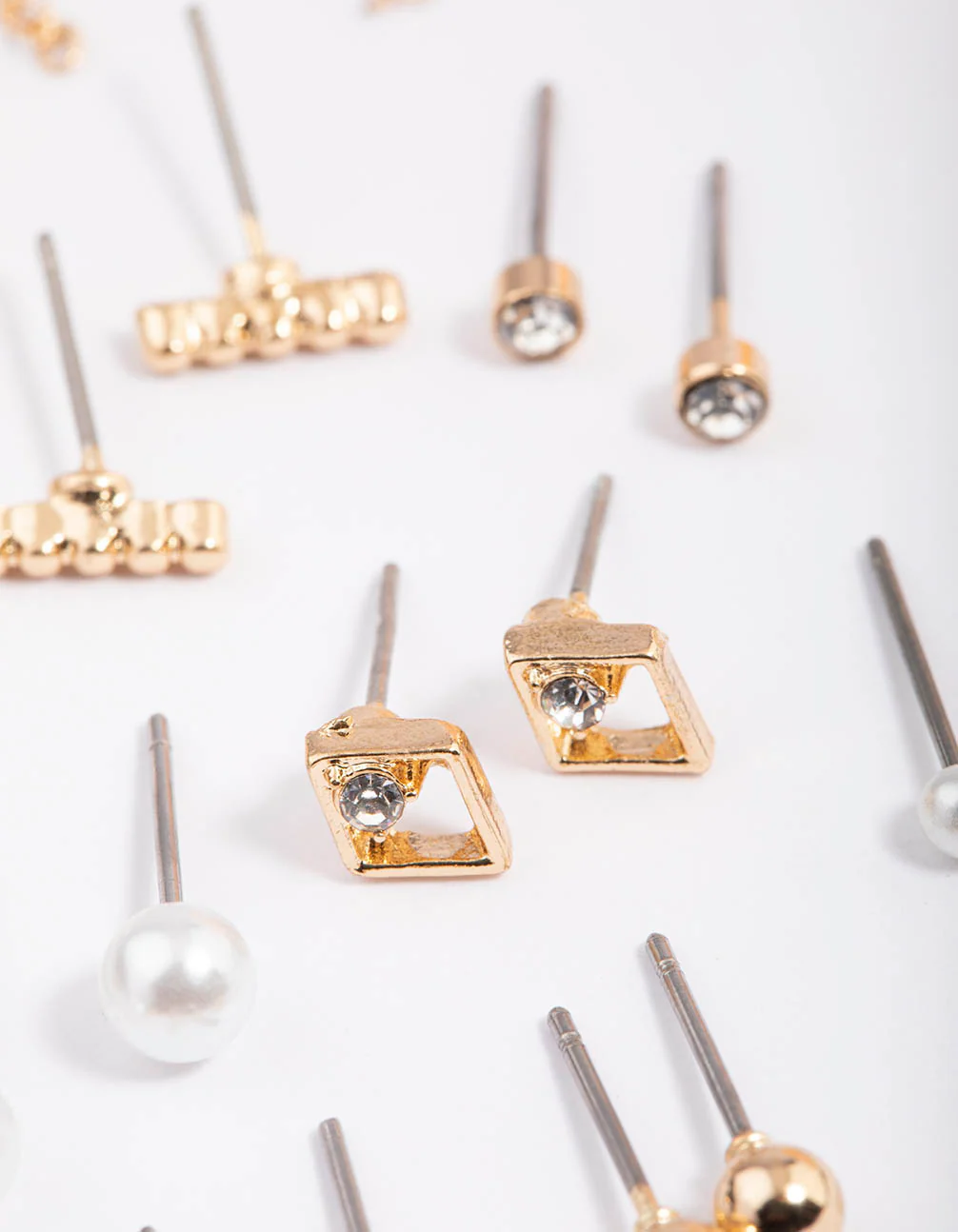 Gold Pearl Mixed Stud & Hoop Earring 12-Pack - Image 3