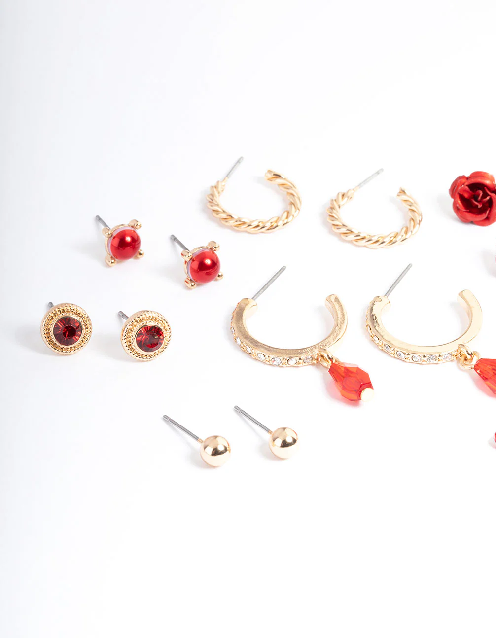 Gold Pretty Mixed Rose Earrings 8-Pack - Image 2