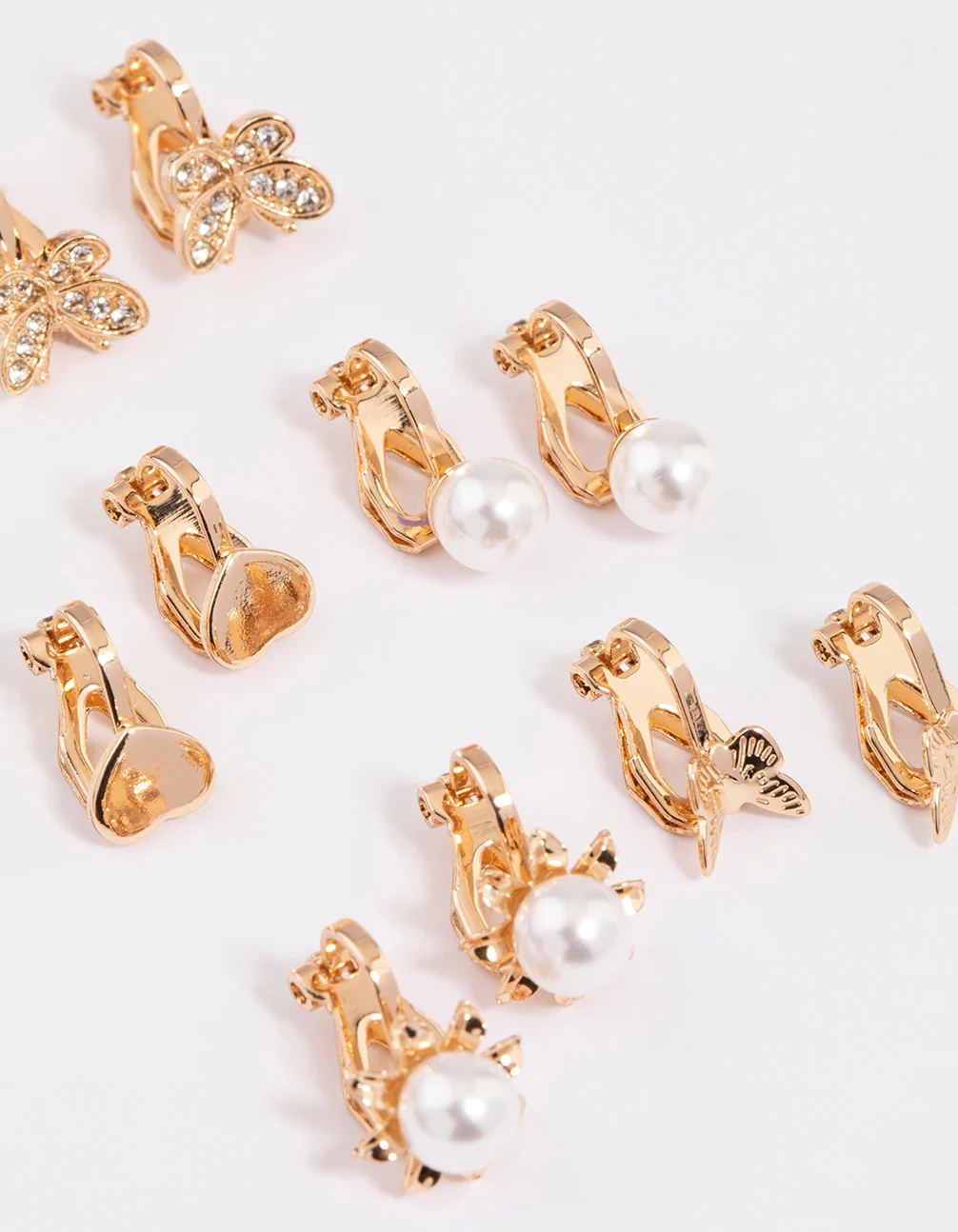 Gold Pretty Motif Clip On Earrings 5-Pack - Image 2