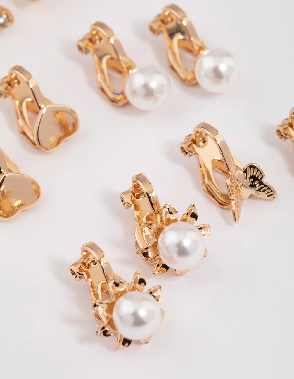 Gold Pretty Motif Clip On Earrings 5-Pack - Image 3