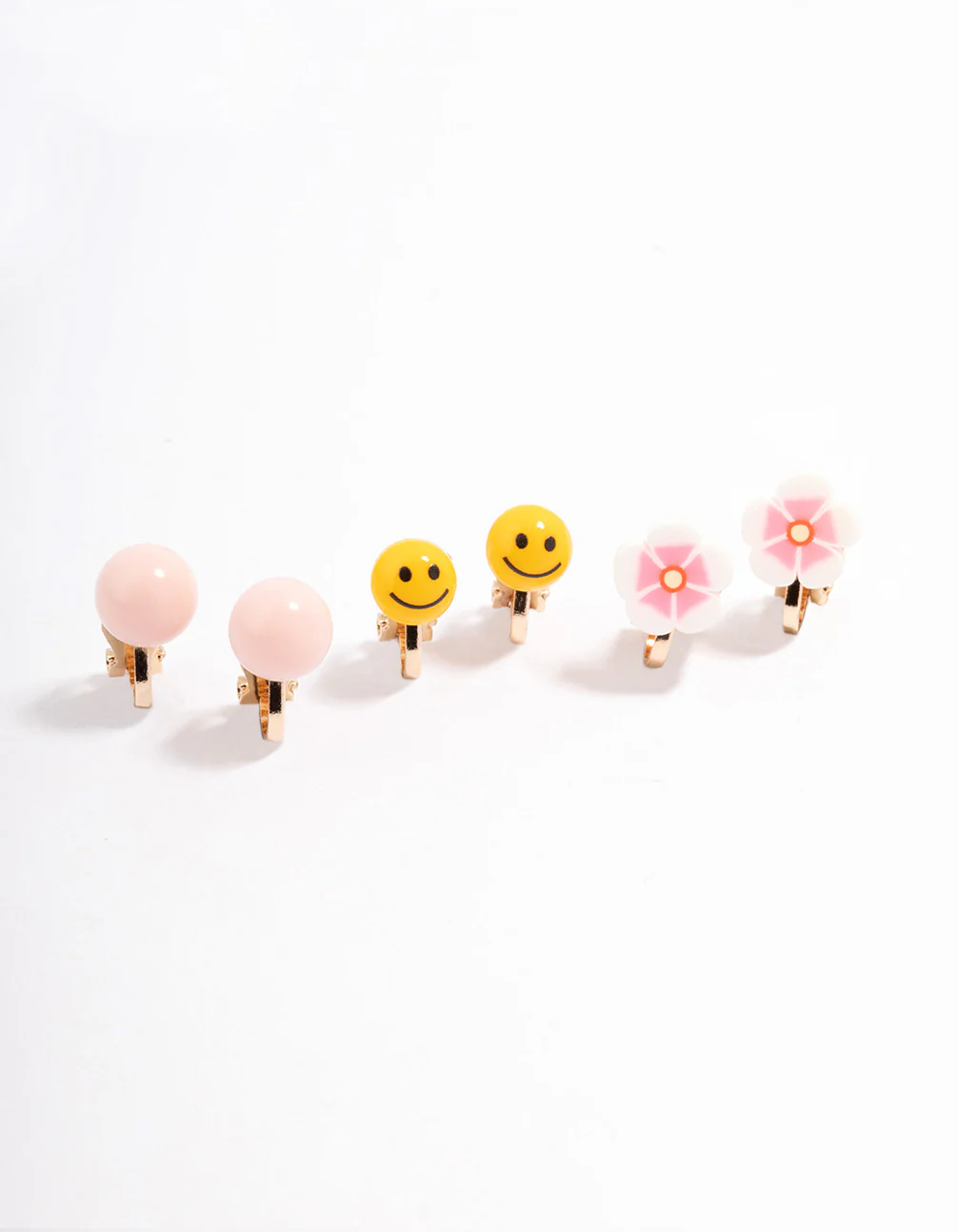 Gold Smile & Flower Earrings 5-Pack - Image 2