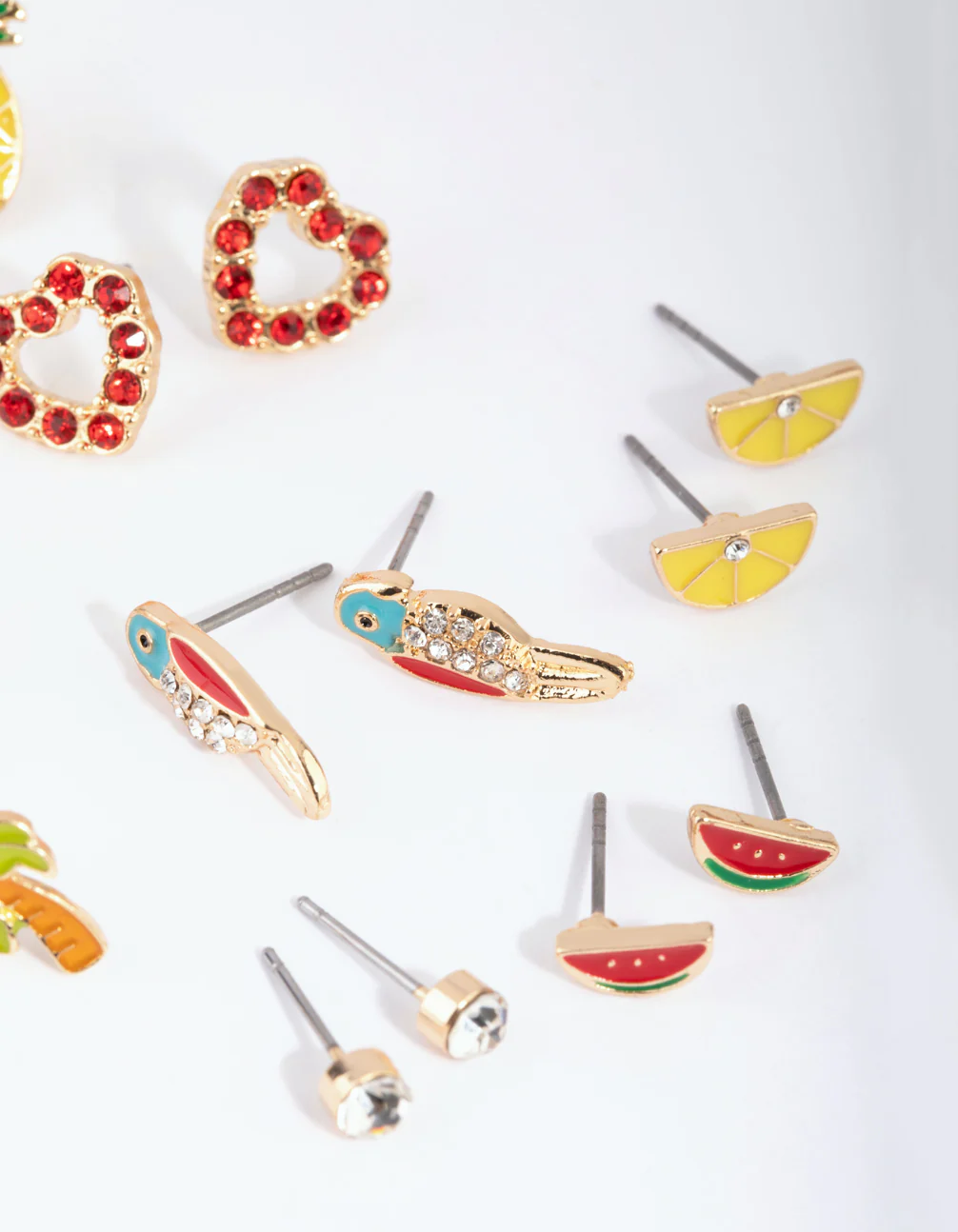 Gold Summer Fruit Stud Earring 8-Pack - Image 2