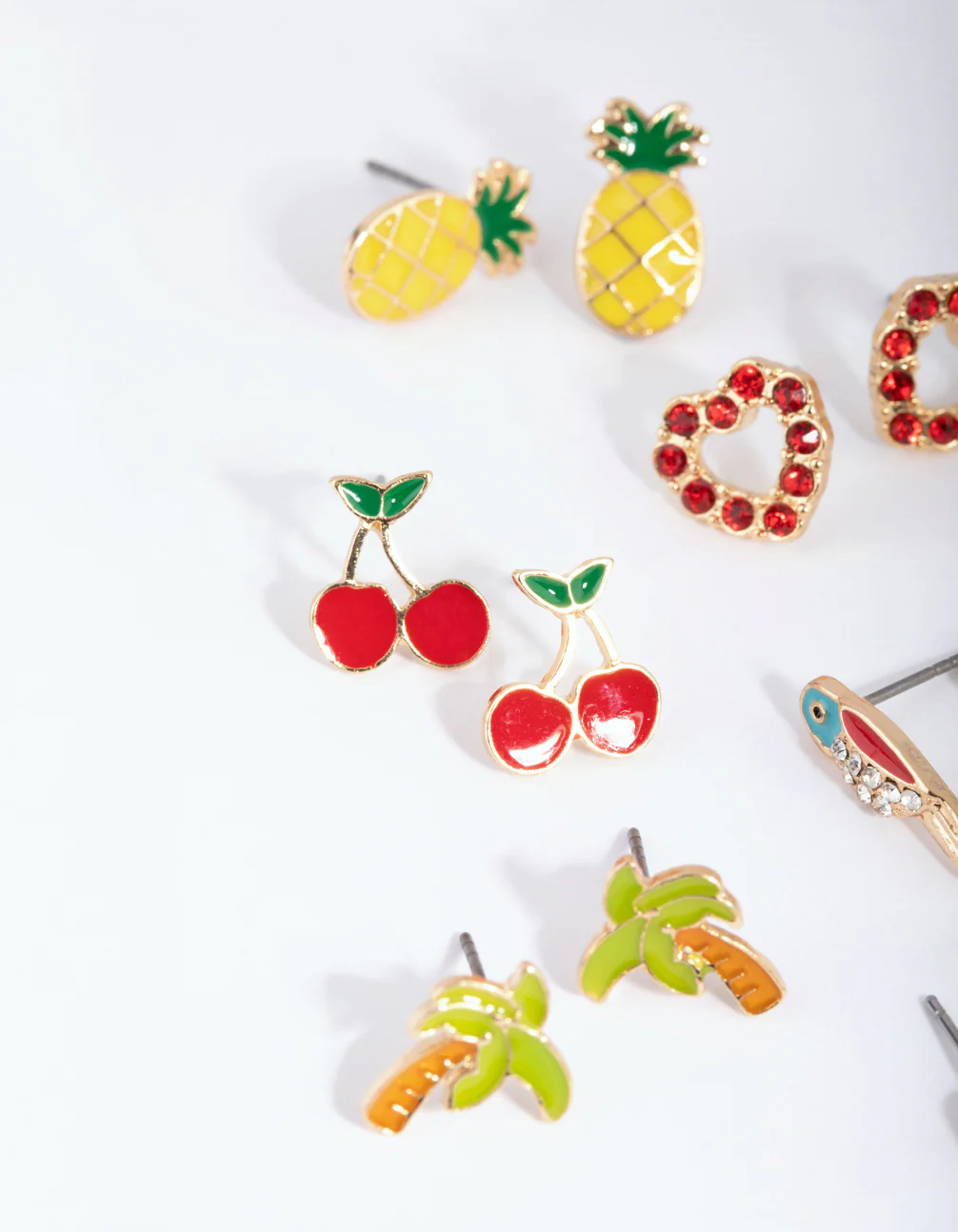 Gold Summer Fruit Stud Earring 8-Pack - Image 3