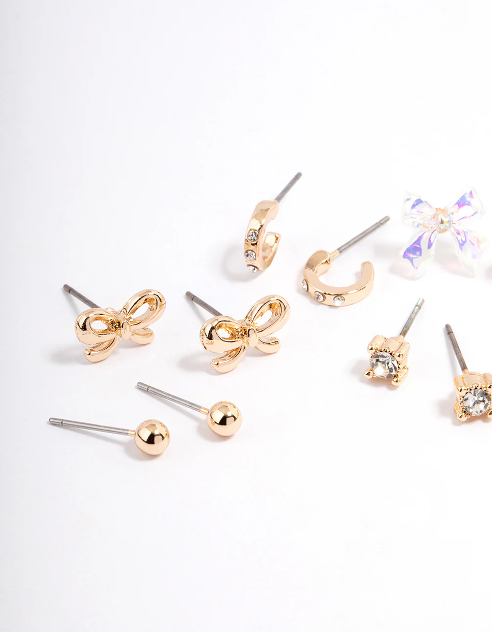 Gold Teddy & Bow Earrings 8-Pack - Image 2