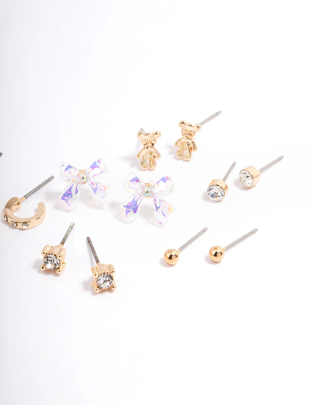 Gold Teddy & Bow Earrings 8-Pack - Image 3