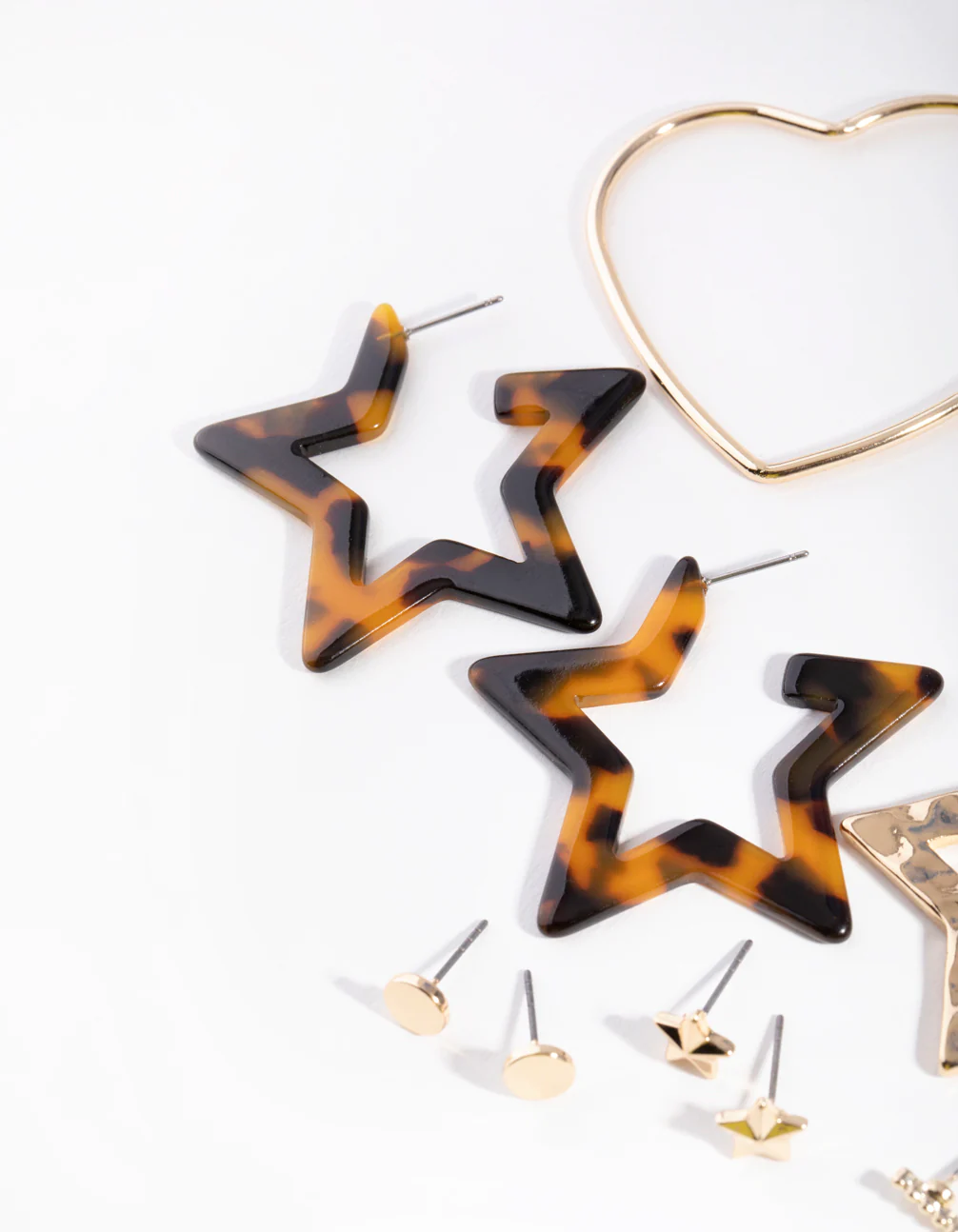 Gold Tortoiseshell Star Hoop 6-Pack Earring - Image 2
