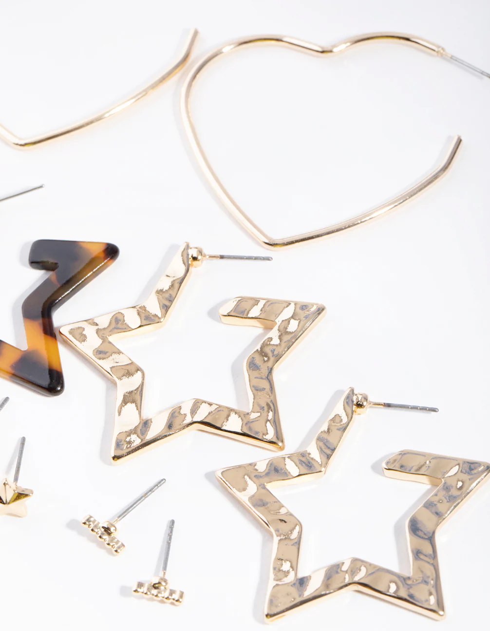 Gold Tortoiseshell Star Hoop 6-Pack Earring - Image 3