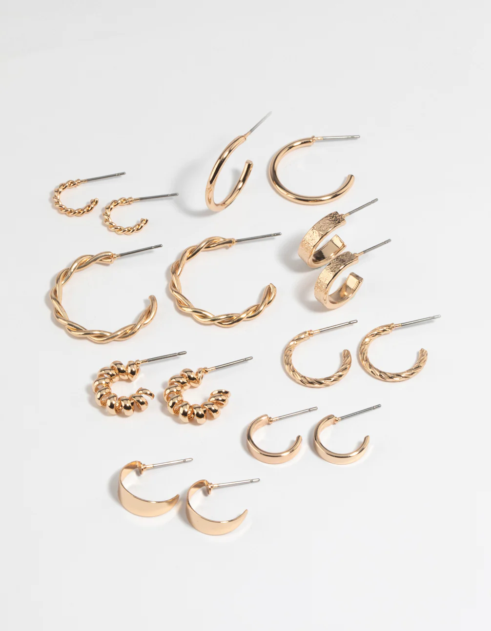 Gold Twisted Hoop Earring 8-Pack - Image 2