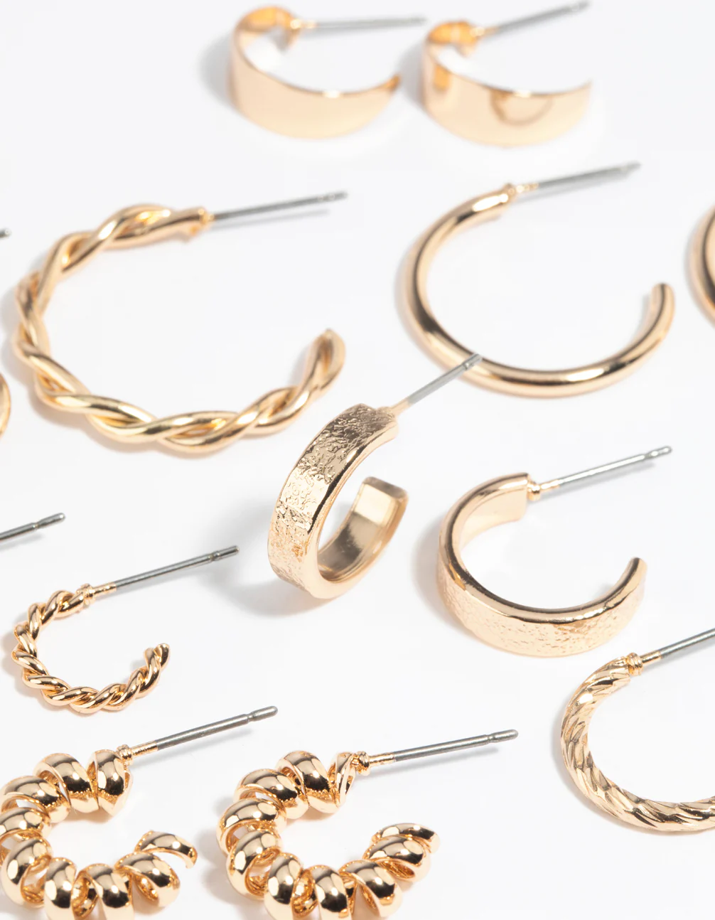 Gold Twisted Hoop Earring 8-Pack - Image 3