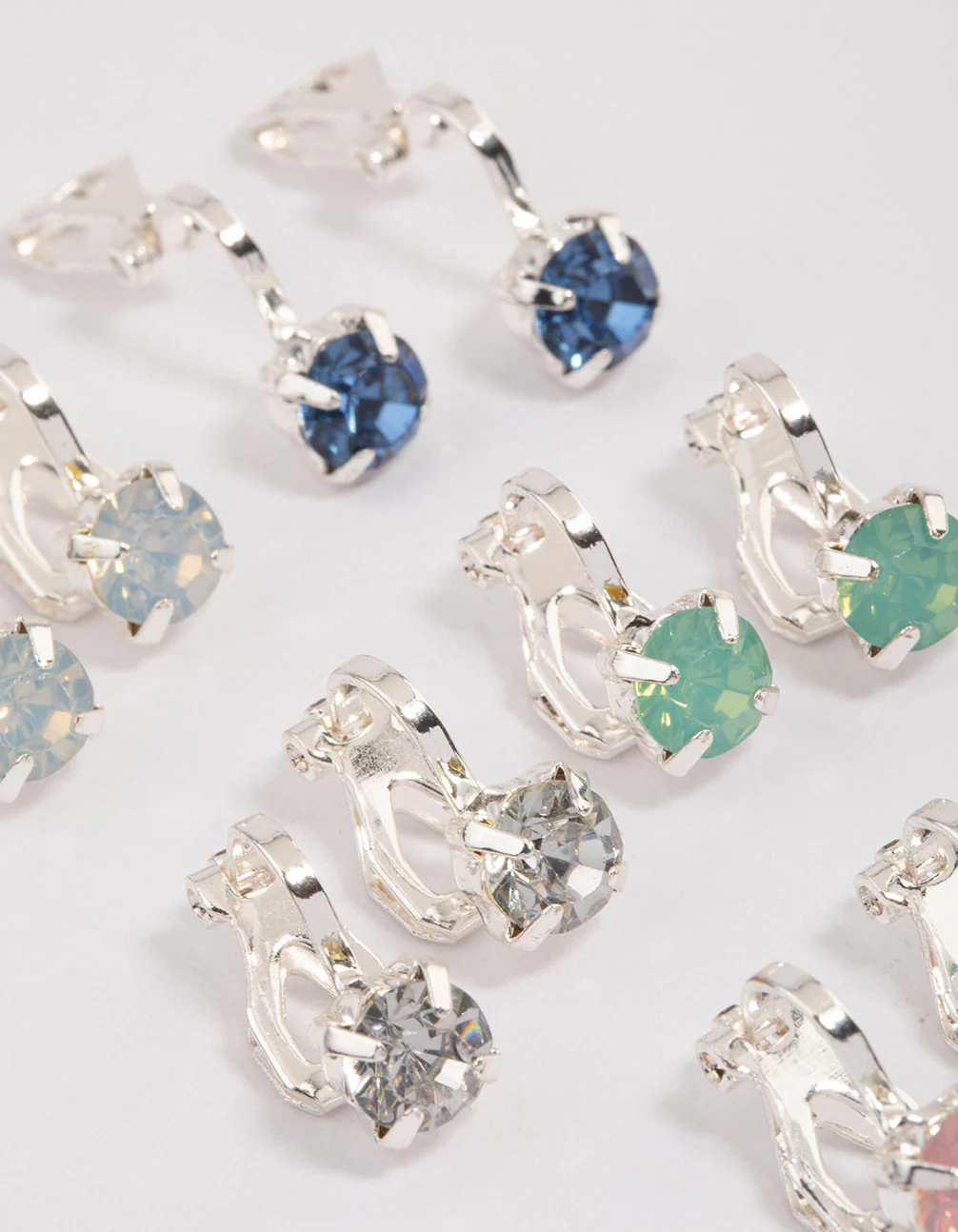 Silver Claw Diamante Clip On Earrings 5-Pack - Image 2